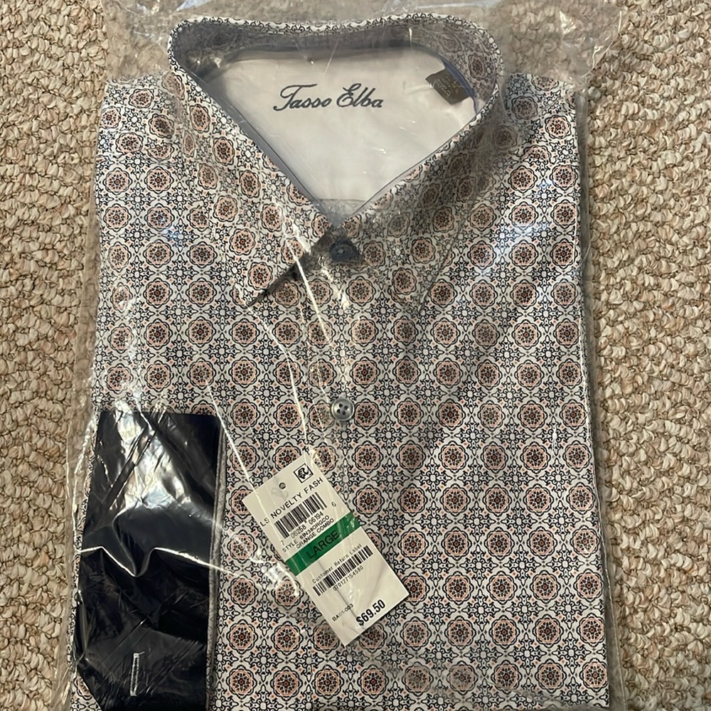 Brand New Tasso Elba Large Pattern Button Down for Men